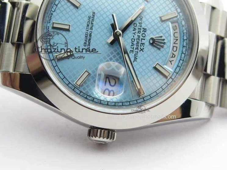 1:1 Bracelet Day-Date Dial Ice Noob Edition A3255 40mm SS on 228206 SS Textured Blue Best 0405